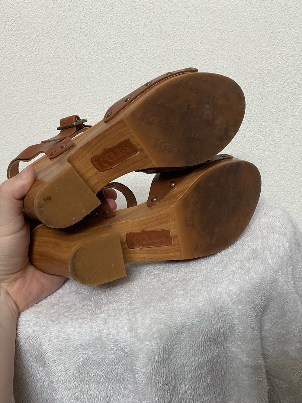 Korks By Cork Ease Gwen Peep Toe Platform Brown Ankle Strap Heel Size 9 - Picture 7 of 8